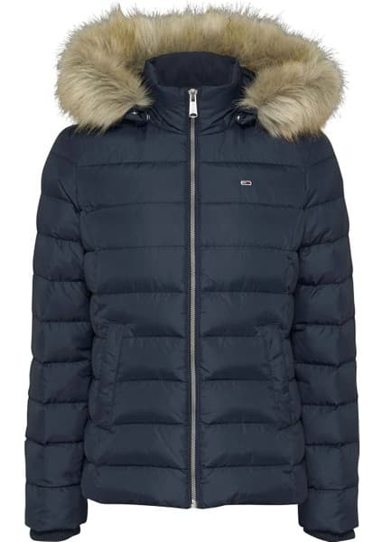Tommy Hilfiger Kadın Tjw Basic Lacivert Kapüşonlu Şişme Mont Polyester Rahat