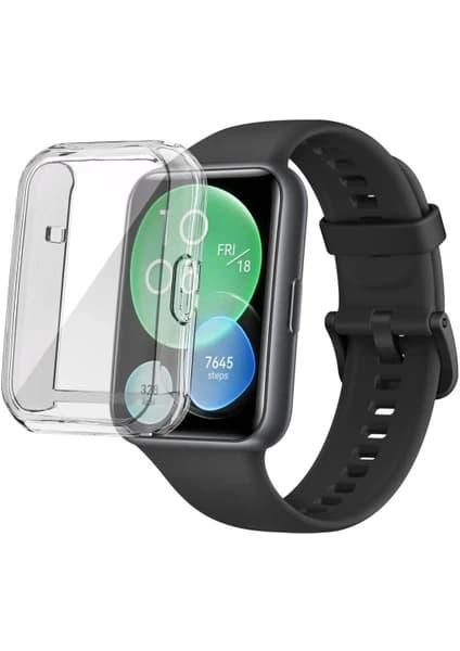 Fibaks Huawei Watch Fit 2 Parlak Kasa ve Ekran Koruyucu 360 Koruma