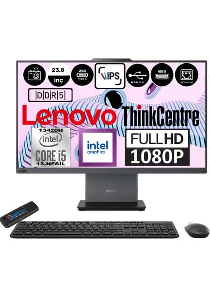 Lenovo Thinkcentre Neo 24 50A Gen5 Intel Core I5 13420H 64GB Ddr5 256GB SSD Windows 11 Home Intel®