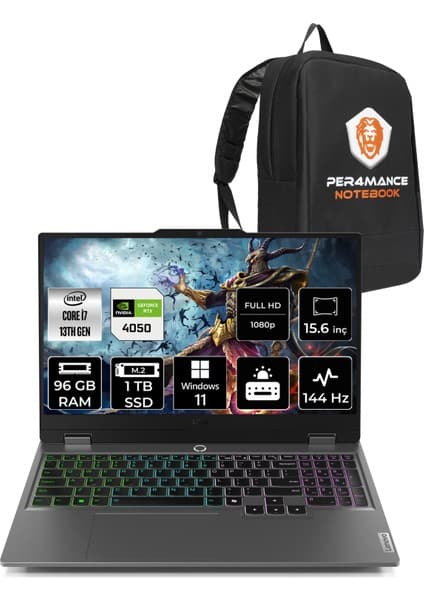 Lenovo LOQ i7 13650HX RTX 4050 Gaming Laptop 96GB RAM 1TB Fiyatı