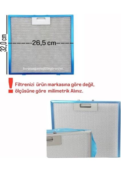 Kumtel 26,5 x 32 cm Aspiratör Davlumbaz Metal Yağ Filtresi