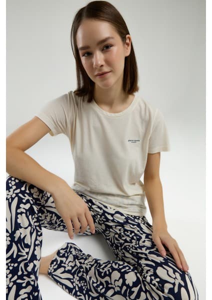 Pierre Cardin Kadın Krem Kısa Kol Pijama