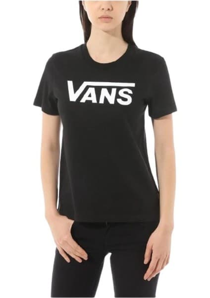 VANS WM Flying V Crew Tee Kadın Siyah Tişört Nefes Alabilir Kumaş ve Şık