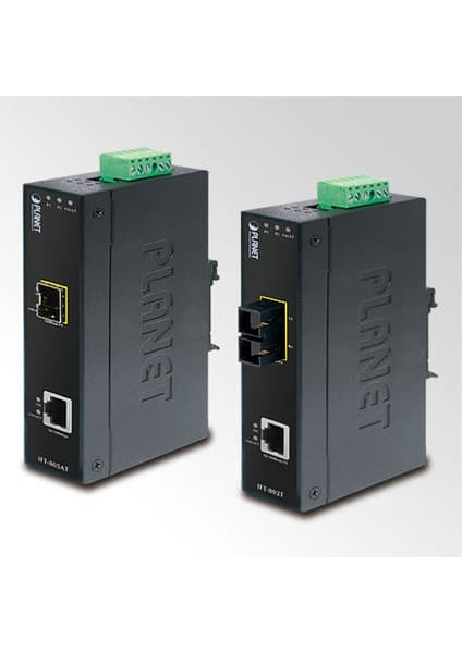 Planet Endüstriyel Tip Media/Rate Converter 10/100Base-TX 100Base-FX (SM, 15 km)(-40 ~ +75 Derece