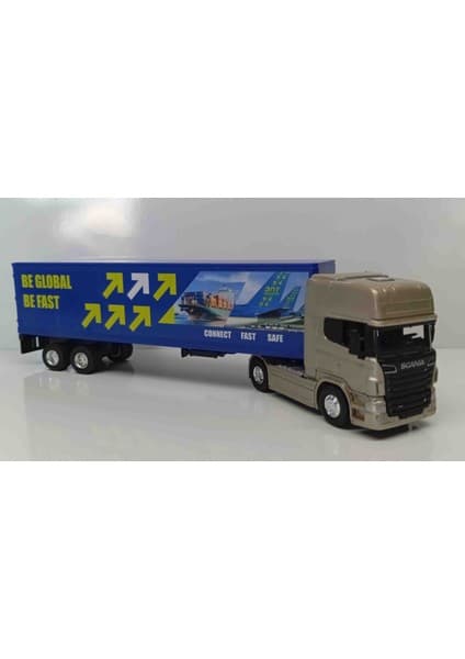 Welly Kinsmart 1:64 Ölçek Scania V8 R730 Dorseli Tır///küçük Boy