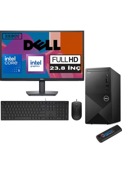 Dell Vostro 3030 mt Intel Core I5 12400 16GB Ddr5 256GB SSD 23.8" Fhd Windows 11 Home Intel® UHD