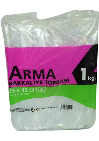 Colezium Naylon Torba Arma Şeffaf Bakkaliye Kuruyemiş Şeker Torbası 25X42 (3 Lik ) Takribi 140 Adet