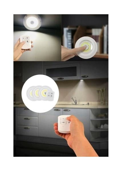 Ttt Uzaktan Kumandalı Yapışkanlı 3'lü LED Spot