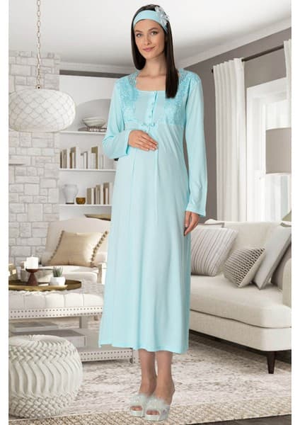 Mecit Pijama Mecit 5343 Dantelli Turkuaz Hamile Lohusa Fiyatı