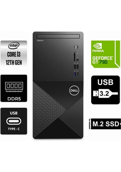 Dell Vostro 3030MT I3-12100 N6001VDT3030MT-0195 8gb 512GB Quadro Nvidia GT730 4gb Windows 11 Pro