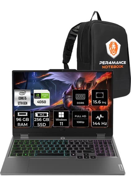 Lenovo Loq i5 12600HX RTX 4050 Gaming Laptop 96GB RAM 256GB Fiyatı