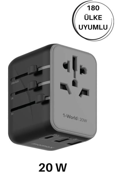 20W 1-World 5-Port Ac Seyahat Piriz Dönüştürücü Charger