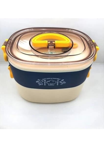 Vagonlife BL50251-2 Çelik Yemek Kabı 2 Katlı 3 Bölmeli Lunch Box