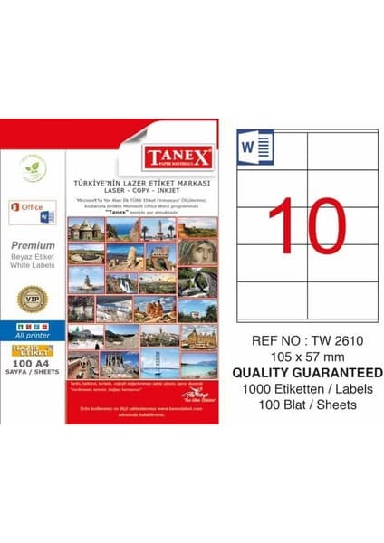 Tanex TW-2610 Laser Etiketi (105 x 57