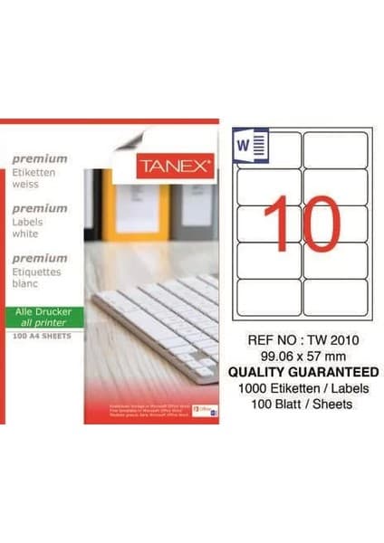 Tanex TW-2010 Laser Etiketi (99,06 x 57
