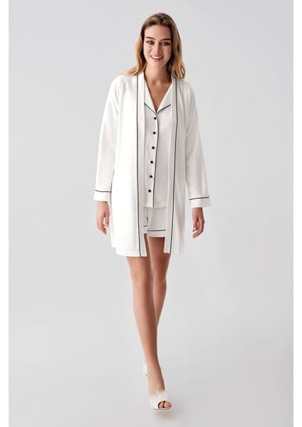 Freshness 324 Kadın 4'lü Sabahlıklı Şorlu Pijama