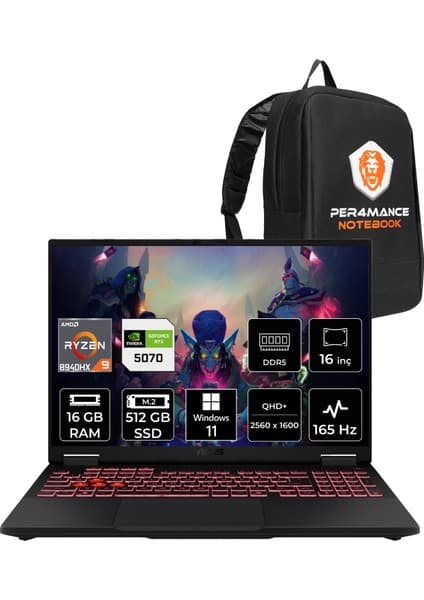 Asus Tuf Gaming A16 Ryzen 9 8940HX RTX 5070 8GB Gaming Fiyatı