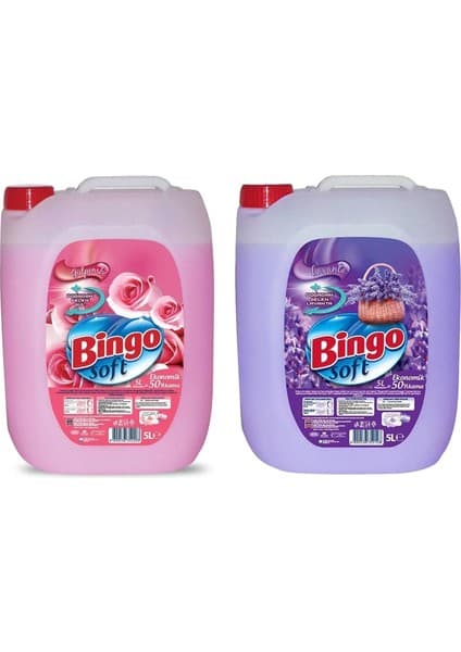 Bingo Soft Yumuşatıcı 5 Lt Gülpembe ve Lavanta 2 Li Karma