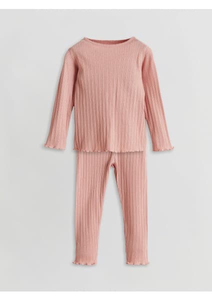 Bisiklet Yaka Uzun Kollu Basic Kız Bebek Pijama Takımı (S5)