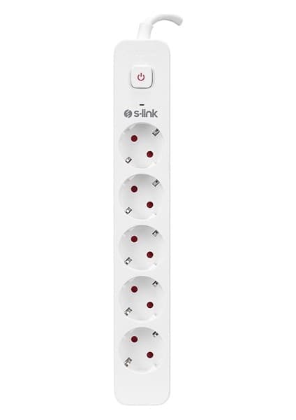 S-Link SPG501S 1.5m 1.5mm 100% Bakır 750 Joule 5 Li Anahtarlı Akım Korumalı