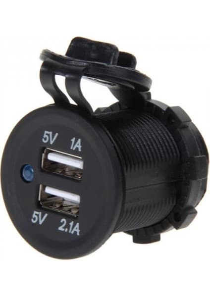 Montajlanabilir Araba Tekne Için Dual USB Şarj Soketi 5V 2.1A
