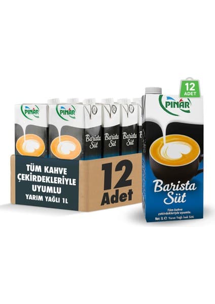 Pınar Barista Yarım Yağlı İnek Sütü 1 L x 12
