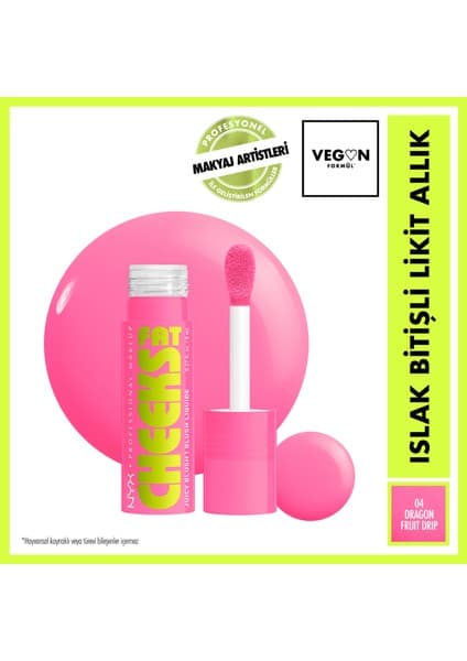 NYX Professional Makeup 4 Dragon Fruit Drip Islak Bitişli Likit Allık Yumuşak Aplikatör ile Kolay