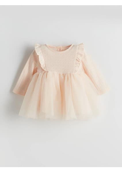 LC Waikiki LCW Baby Tütülü Kız Bebek Elbise Trend Bisiklet Yaka Silüet 1 - 2 Yaş Özel Olay