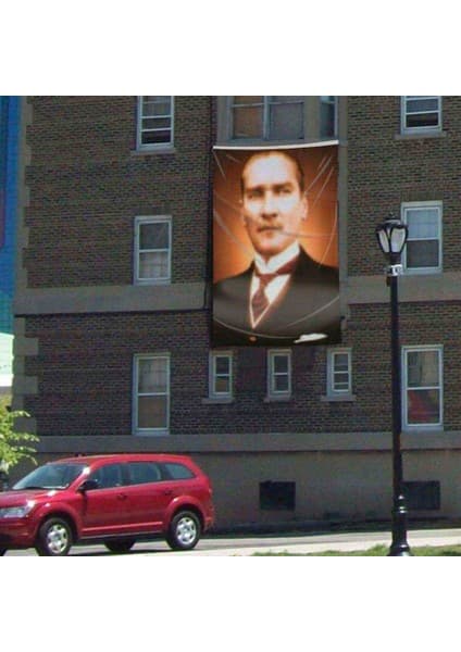 Asilmeydan Mustafa Kemal Atatürk Portre - Poster Dış Cephe Bayrağı- 3x4,5