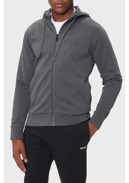 Boss Pamuklu Relaxed Fit Kapüşonlu Fermuarlı Sweat Erkek Sweat 50545581