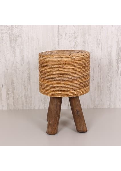 Mylamp Muz Yaprağı Puf & Stools-Doğal Teak Ağacı Gövde 32X50