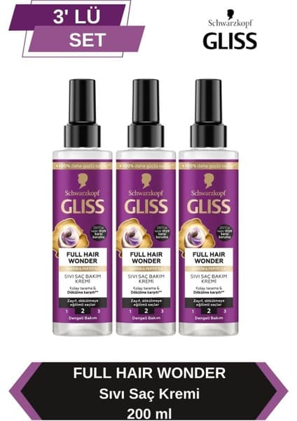 Gliss Dökülme Karşıtı Sıvı Saç Kremi 200 Mlx3 Kolay Taramaya Yardımcı Kafein ve Peptit