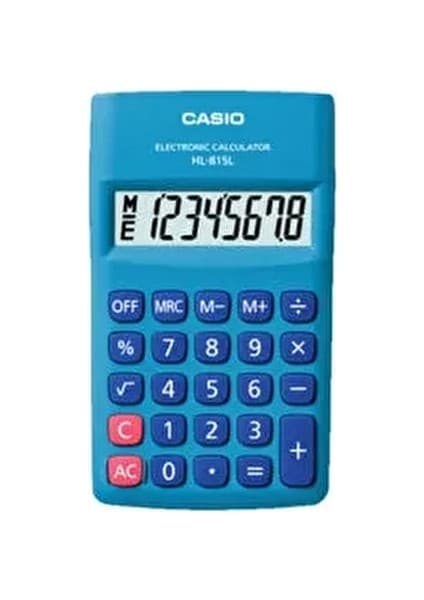 Casio 8 Hane Mavi Cep Tipi Hesap Makinesi Hl 815l Bu