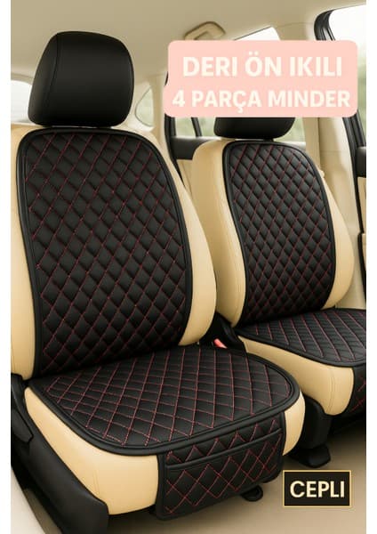 Honda Civic Ep3 2001-2005 Hatchback 3 Kapı Typer Si Koltuk Minderi Siyah Kırmızı Deri Beyaz