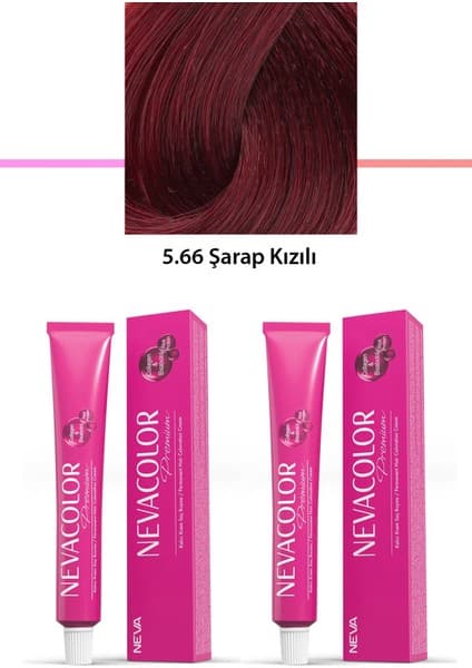 2 Li Set Premium 5.66 Şarap Kızılı - Kalıcı Krem Saç Boyası 2 x 50 G