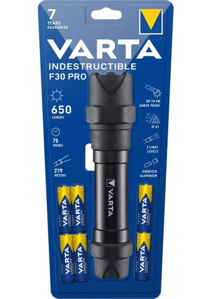 Nusrat Bilişim Varta Indestructible F30 Pro El Feneri 4 Adet AA Alkalin Pil