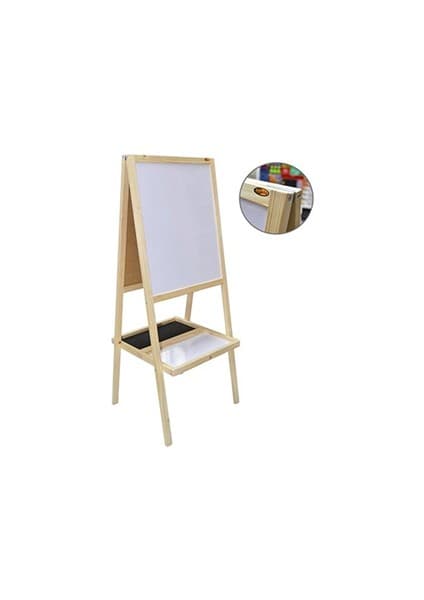 Panda 35X50 Ahşap Ayaklı Çatı Tipi Sepetli Yazı Tahtası Beyaz-Siyah