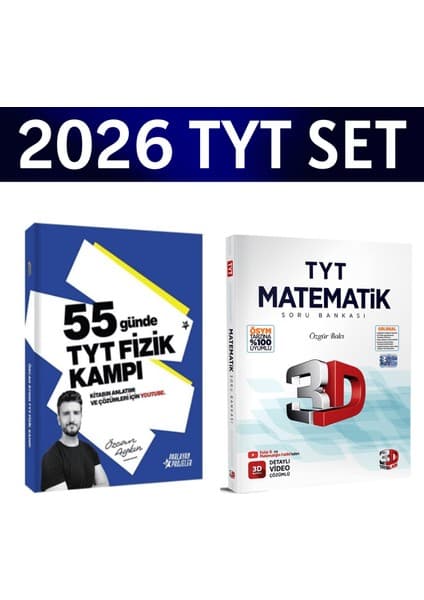 2026 Tyt 55 Günde Fizik Kampı Özcan Aykın+ Tyt Matematik Soru Bankası 3D