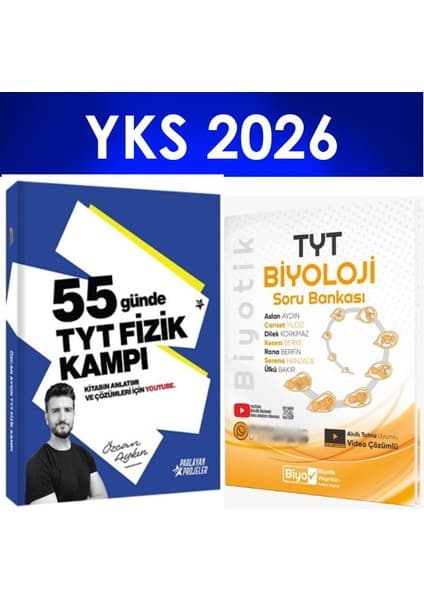 2026 Tyt 55 Günde Fizik Video Kampı Özcan Aykın + Biyotik Biyoloji Soru Bankası
