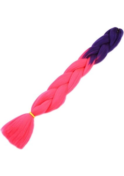 AyrStore Afrika Örgülük Sentetik Ombreli Saç 100 gr / Mor / Neon