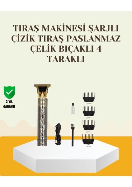 Şarjlı Titanyum Bıçaklı Saç ve Sakal Kesme