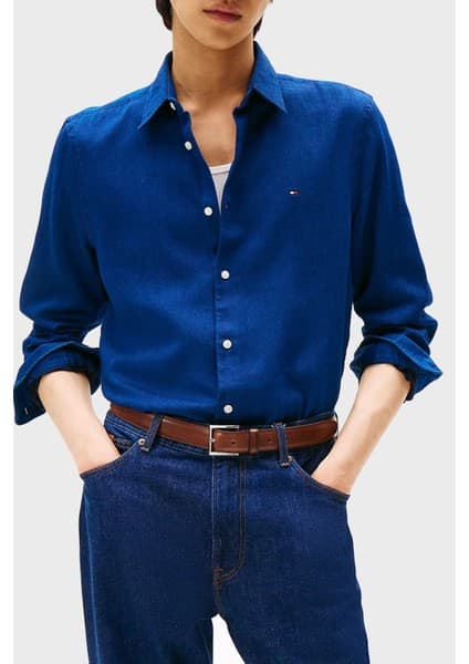 Tommy Hilfiger Pamuklu Slim Fit Klasik Yaka Uzun Kollu