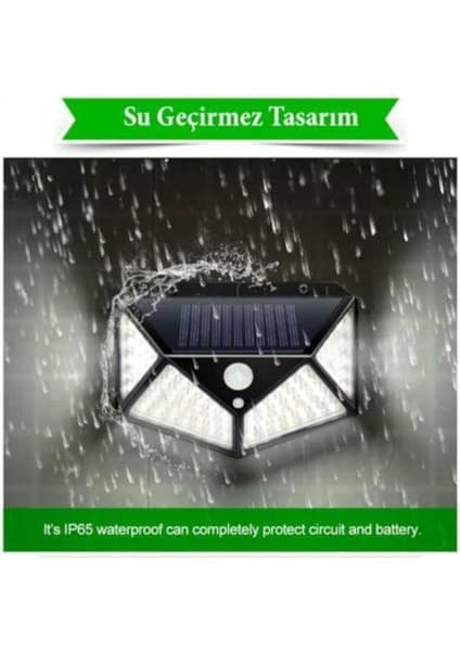 Güneş Enerjili Lamba LED Sokak Dış Ortam Solar Bahçe Aydınlatması Su Geçirmez Sensörlü 4