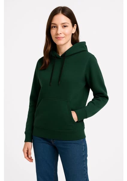 Üç Iplik Kapüşonlu Kanguru Çepli Sweatshirt Hoodie -