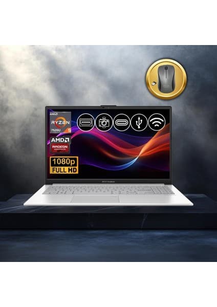 Asus Vivobook Go 15 RYZEN5-7520U 8gb 512GB Nvme SSD E1504FA-BQ1741 Atl5 15.6" Freedos