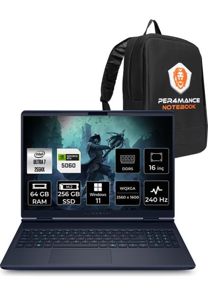 Dell Alienware 16X Aurora Core Ultra 7 255HX RTX 5060 8GB Fiyatı