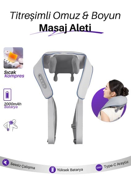 Acl Auhma AMG31 Titreşimli Omuz ve Boyun Masaj Aleti | Isıtmalı 5D Masaj Başlığı | Sessiz Güçlü