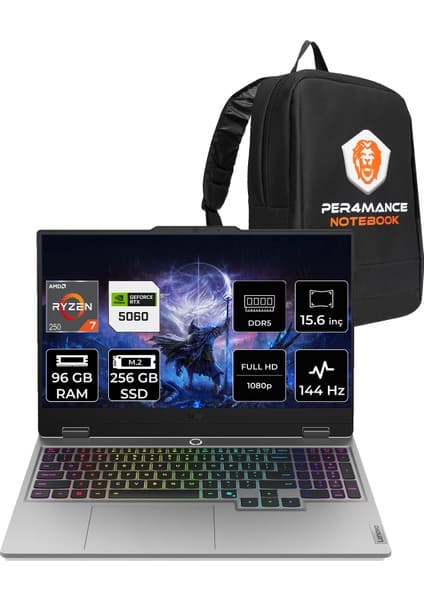 Lenovo Loq Ryzen 7 250 RTX 5060 8GB Gaming Laptop 96GB RAM Fiyatı
