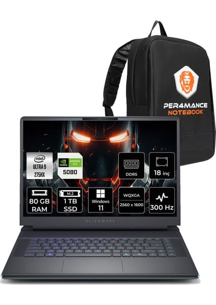 Dell Alienware 18 Area-51 Core Ultra 9 275HX RTX 5080 16GB Fiyatı