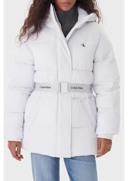 Calvin Klein Regular Fit Kapüşonlu Kemer Detaylı Suya Dayanıklı Mont LV047D507GWGA Bayan Mont